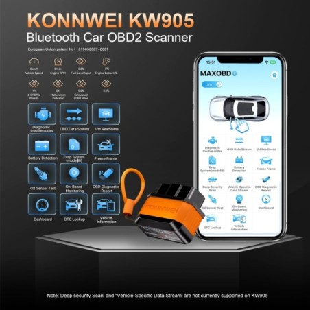 KONNWEI KW905 ELM327 Bluetooth Car obd2 scanner For Android And iOS