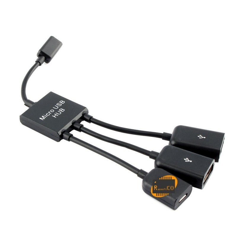 3Ports Micro USB Data Sync Power Charging OTG Hub Adapter Cable
