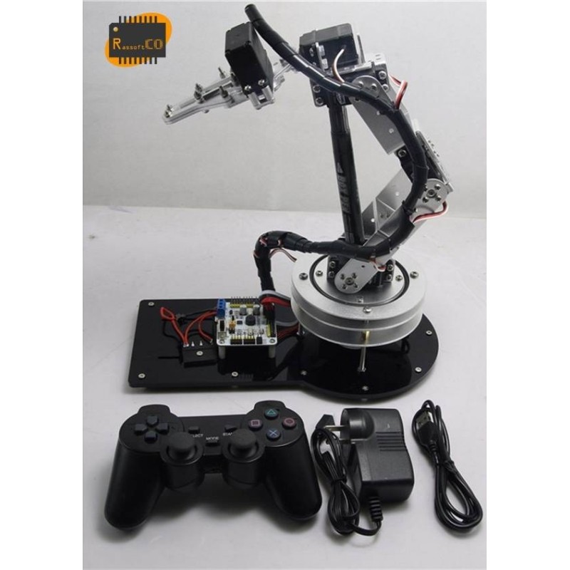 Aluminium Robot 6 DOF Arm Mechanical Robotic Arm Clamp Claw Mount Kit and Servos with Controller and Joystick